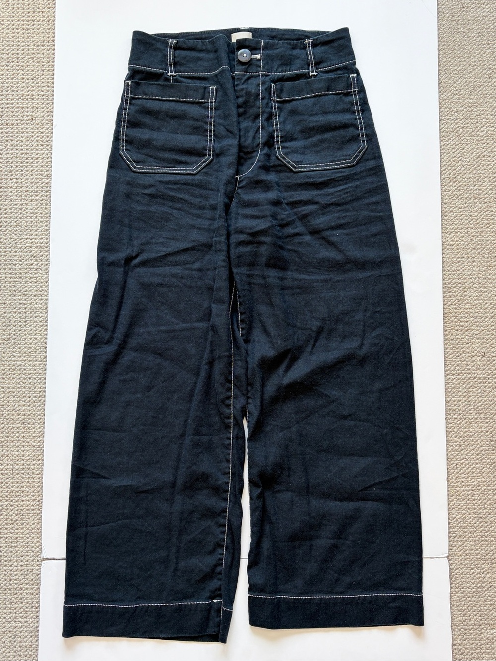 Anthropologie Maeve Colette Contrast Stitch Wide Leg Pants 28